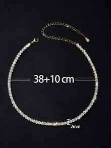 1pc Moissanite Necklace Dazzling 2mm Four Claws Full Diamond Tennis Necklace Perfect For Women's Parties And Weddings - Four-claw Diamond Tennis Necklace - View 9