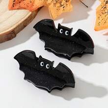 2pcs Fashion Elegant Halloween Bat Hair Claw, Cute Acetate Hair Clips For All Seasons - Black - View 1