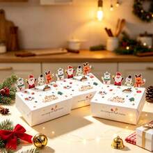 6/12/24 Pcs Christmas 3D Cartoon Gift Boxes Xmas Candy Container Paper Wrapping Box For Indoor Home Office School Holiday Party Favors Supplies - White - View 8