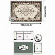 1PC Beige Black Brown Abstract Geometric Plant Vine Pattern Bohemian Carpet, Vintage Faux Cashmere Rectangular Symmetrical Geometric Vine Pattern With Multiple Rhombus Jagged Border Details, Machine Washable Area Rug, Suitable For Living Room Bedroom, All Season Home Decor - Multicolor - View 16