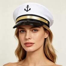 Flat Top Captain Hat Sailor Hat Silk Scarf Captain Costume Party Set, Unisex, Halloween - Multicolor - View 1
