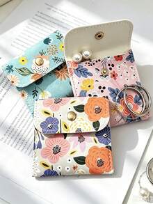 10/5/1pc New Printed Faux Leather Jewelry Bag With Snap Button - Luxury Gift Bag For Earrings, Necklaces, Bracelets And Rings Storage - Multicolor - View 5