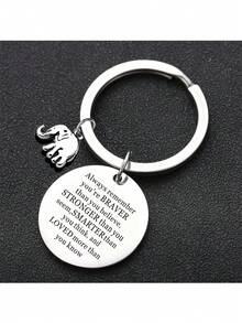 Inspirational Gift Elephant Keychain Key Ring "Don't Forget How Strong You Are" Birthday Christmas Gift - Silver - View 5