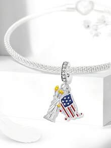 1pc Dominican Republic Map Pendant Bead, Suitable For Bracelet DIY, Women's Jewelry - Silver - View 10