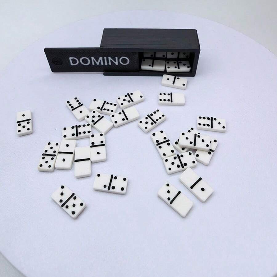 Ornamen Set Domino Miniatur - 28 Domino + Kotak Penyimpanan Laci, Ubin Tulang Mini Ultra Kecil Realistis, Alat Peraga Permainan Peran, Ornamen Kecil Dekorasi Rumah Model - MultiWarna - View 1