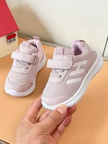 Kids Colorblock Breathable Mesh Sneakers, Simple Letter Soft Sole Casual Running Shoes For Kindergarten, Back To School - Pink - View 3