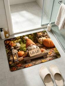 1PC Hat‑Wearing Gnome Print Diatomite Absorbent Welcome Mat, Non‑Slip Small Floor Rug, Christmas Decor Mat For Stovetop Coffee Machine Water Bar Counter, Indoor Outdoor Front Door Kitchen Home Decor - Multicolor - View 7