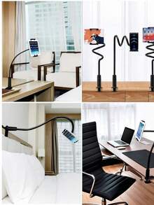 360° Rotating Foldable Gooseneck Phone Holder Tablet Stand With Clamp, Black - Phone Stand 01 - View 3