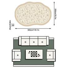 1PC Beige Khaki Botanical Floral Line Pattern French Country Vintage Rug, Fresh Elegant Style Faux Cashmere Asymmetrical Wavy Oval Shape Full Coverage Floral Vine & Diamond Wave Border Details Machine Washable Area Carpet, Suitable For Living Room Bedroom Balcony, All Season Home Decor - Multicolor - View 15