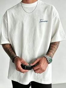 Men's Street Life Style, Men's Graphic LongSleeve TShirt, Fashion Daily Versatile, Streetwear Vintage Style - White - View 5