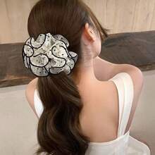 Lightweight Minimalist French Satin Lace Trim Scrunchie Hair Tie For Women, Elegant Hair Accessory, Spring/Summer, Solid Color, Casual, Polyester - Multicolor - View 10