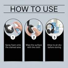 jakehoe 100ml Headphone Foam Cleaner Kit With Microfiber Cloth Gentle Dirt Sweat Stain Remover For Gaming Headset Earbuds Accessories - Liquid - View 4