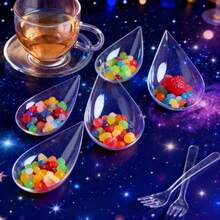 20pcs 4 Inch Mini Appetizer Cups, Transparent Plastic Dessert And Appetizer Dish Set, Asian Spoon Set, Small Catering Dessert Tasting Cups For Afternoon Tea Mini Desserts - Transparent - View 9