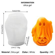 2pcs Halloween Ghost Pumpkin Witch Hat Silicone Candle Mold, Halloween Plaster Aromatherapy Ornament Silicone Mold - White - View 5