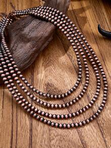 luodee Women's Vintage European Bohemian Western Beaded Necklace, Handmade Brushed Pearl Necklace, Layered Design For Better Effect, Suitable For Daily Wear, Dating, And Theme Parties - Vintage Beaded Necklace - View 1