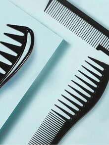 4pcs Wide Tooth Comb Double-Sided Hair Comb, Large Tooth Curly Hair Comb, Hair Styling Tool, Hair Styling Accessories, Suitable For Women And Men, Curly Wet Wavy Hair Styling - Multicolor - View 6