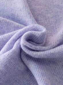 Girls' Elegant Solid Color Cable Knit Pullover Sweater, Suitable For Vacation, Party, Spring, Autumn, Winter - Purple - View 8