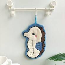 Cute Ocean Animal Hanging Hand Towel, Coral Fleece Quick-Dry Absorbent Wiping Cloth, Octopus Crab Fish Seahorse Shaped Decorative Towel, Suitable For Kitchen Bathroom Home Decor - Marine Animals - View 8