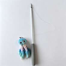 Retractable Cat Teaser Wand With Plush Octopus Replacement Head, Long Pole Durable Bite-Resistant Interactive Cat Toy With Bell - View 3