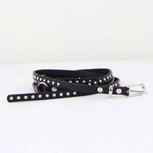 1pc Punk Rock Style Belt, Suitable For Jeans, Women's Jeans, Rock Punk, Vintage, Sexy Rivet Belt, Suitable For Summer, School, Autumn, Halloween - Black - View 4
