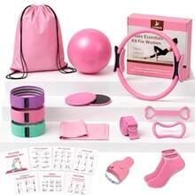 Set Yoga & Pilates 3-in-1, Cincin Pilates Ajaib, Bola Kebugaran Mini Lembut, Pita Resistensi Pinggul, Cocok untuk Latihan Kaki, Pinggul, dan Otot Inti di Rumah - A - View 1