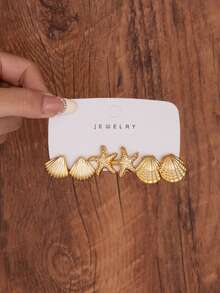 6/18pcs Gold Fashion Women's High-End Earrings Set - Gold - View 2