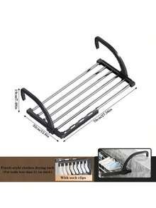 1pc Indoor Outdoor Multi-Functional Drying Rack Clothes Hanger Shoe Rack Window Sill Drying Stand Stainless Steel Window Sill Hanging Rack Load Capacity 20lbs - A - View 14