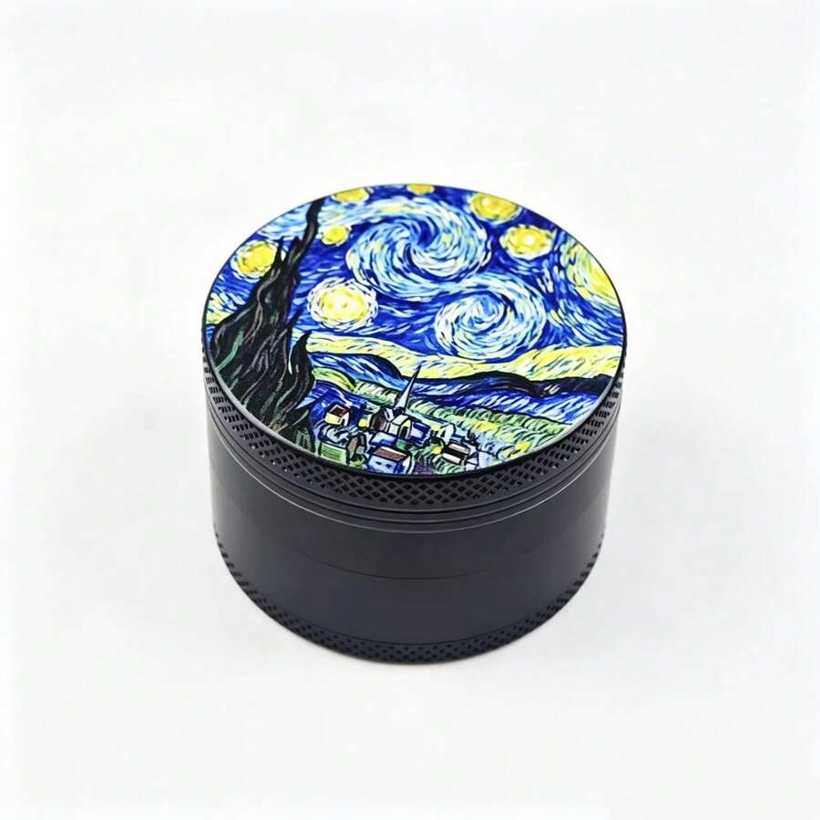 New Oil Painting Cartoon Style Grinder - Compact Travel Grinding Device, Suitable For Women And Men As Birthday/Valentine's Day Gift, Travel Accessory, Fun Aesthetic Style, Durable Construction, Great Gift Choice