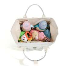 1pc Solid Color Printed Decor Nylon Baby Bottle Bag, Portable Medium Capacity Zipper Pouch, Suitable For Moms' Daily Baby Care - Multicolor - View 7