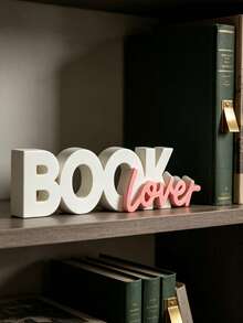 Book Decor, Modern Minimalist Bookshelf Accessory, Plastic Letter Sculpture Decoration, Suitable For Home Office Desk, Cute Gift For Book Lovers, Suitable For Bookworms, Librarians And Teachers (Black/Pink/Red), Enhances Home Aesthetics - Multiple Styles - View 10