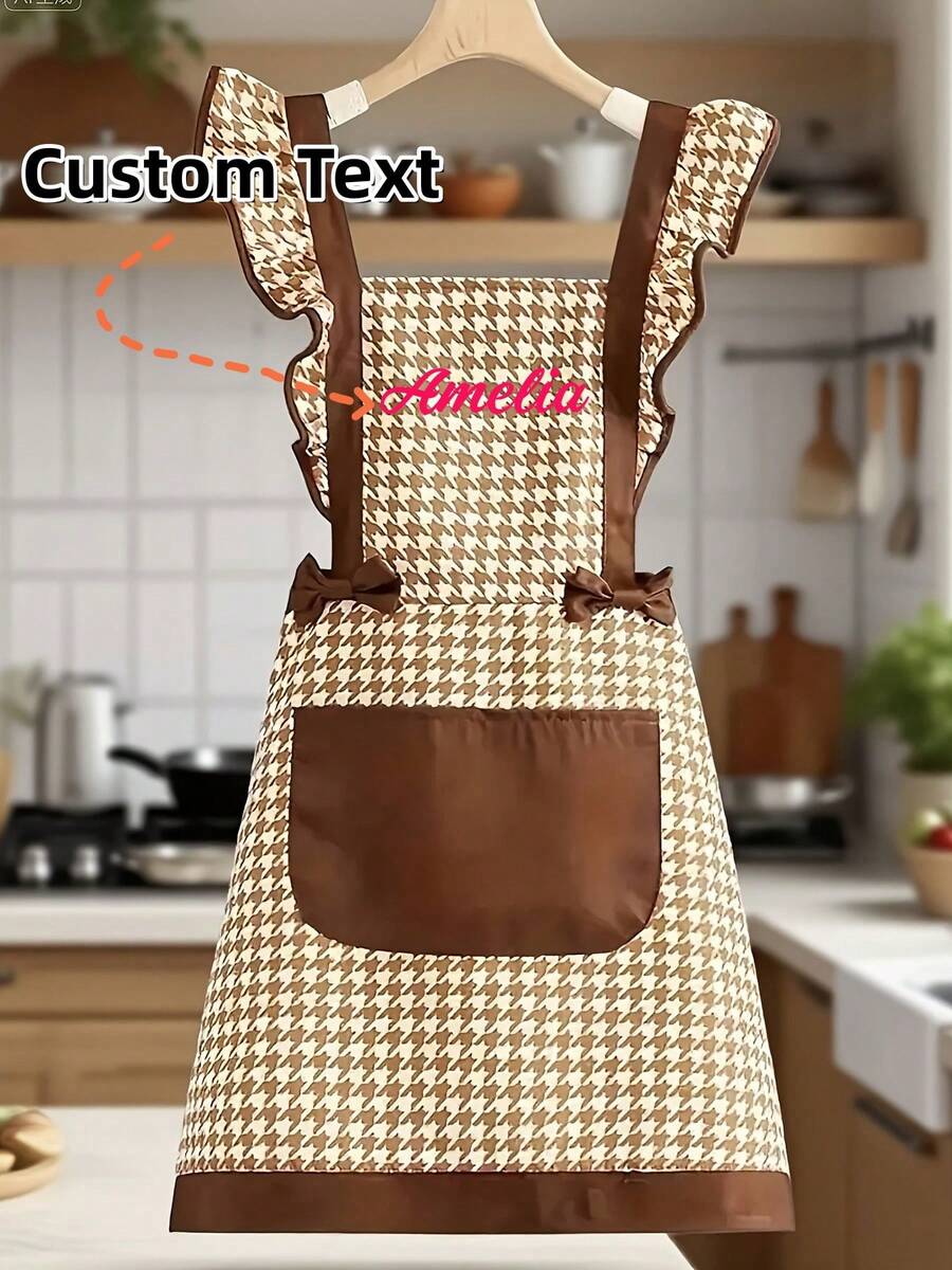 1pc Customizable Personalized Name Letter Embroidery Japanese & Korean Style Apron, Princess Maid Apron, Cute Apron For Home, Oil-Proof, Water-Resistant, Dirt-Resistant, Easy To Clean, Fade-Resistant, Wrinkle-Resistant, Wear-Resistant, Breathable And Comfortable, High-Density Polyester Fabric, Sweet Lolita Suspender Apron, Kitchen Apron For Home Cooking, Baking, Dessert Making And Housework Cleaning - Multicolor - View 1