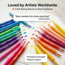 Dual-Tip Acrylic Markers, 120/84/72/60/48 Vibrant Colors Available, Dual-Tip Design (1-2mm Round Tip + 1-5mm Fine Tip) Paint Pens, Suitable For Multiple Surfaces - Stone, Glass, Wood, Canvas, Paper - Dual-tip Marker Set - View 3