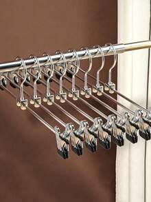 10PCS Retractable Hanger Adult Universal Pants Clothes Towel Socks Dipped Plastic Non-Slip Pants Rack - Silver - View 8