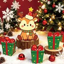 10/20pcs Christmas Reindeer Gift Boxes, Christmas Candy Containers, Cute Deer Paper Boxes, Suitable For Indoor Home, Office, School, Holiday Party Favors - Multicolor - View 2