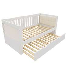Sofa Bed Frame Made Of Wood On Wheels Space Saving White 90 X 190 Cm For Bedroom And Living Room (Mattress Not Included) - White - View 9