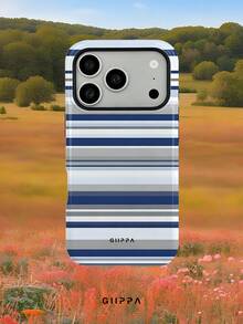 GIIPPA 1pc Blue Tone Striped Mixed Pattern Design Phone Case For Phone 17 Pro Max, Compatible With Phone 16 Pro Max, 15 Pro Max, 14 Pro Max, Korean-Style High-End Fashion Fun Phone Case, Suitable For 11/12/13/14/15/16 Pro Max Plus, Elegant Design For Men And Women, Perfect Gift For Girlfriend On Christmas, Valentine's Day, Easter, Wedding Season And Birthday! - Blue - View 9