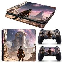 Alien Ruins Universe Sci-Fi Art Vinyl Sticker Set Compatible With PS4 Slim, Full Set Includes Console Sticker + 2 Controller Stickers, Premium PVC Material, Scratch-Resistant And Durable, Removable Without Residue Game Console Decorative Film - View 10