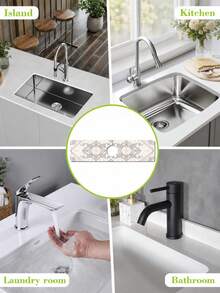 1pc Sink Faucet Absorbent Mat, Bohemian Pattern Design Drainage Pad, Suitable For Kitchen, Bathroom Sink, Countertop, Drainage Mat, Diatomaceous Earth Material, Trimmable, Quick-Drying Mat - Multicolor - View 6