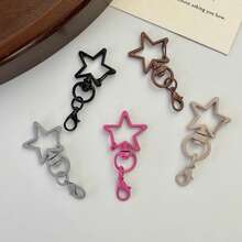 20pcs Random Mixed Color Girls Colorful Star Metal Keychains, Hollow Five-Pointed Star Pendant, DIY Handmade Bag Accessories, Cute Sweet Style Daily Small Gift Blind Box - Colorful Star Strap With Lobster Clasp - View 7