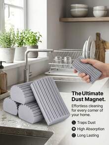 Wet Cleaning Dusting Sponge, High Density Reusable Cleaning Sponge With 11 Grooves, For Blinds, Window Tracks, Vents And Hard-To-Reach Baseboards - Multicolor - View 1
