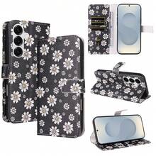 1 buah Dompet Ponsel Kulit Sintetis Kompatibel dengan Apple 18 Pro Max, A57, Note 15 PRO, Casing Pelindung Portabel dengan Motif Bunga Daisy (Versi Global, Bukan Model Lokal) - Putih - View 1