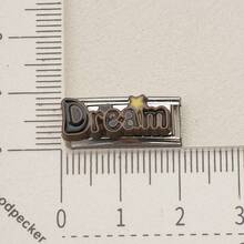 1PC Gold & Silver Tone Italian Modular Bracelet Links, "Pretty/Cute" Letter & Flower Enamel Charms, Pastel Color Cute Style DIY Jewelry Supplies - Korean Style Lettering - View 20