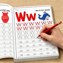 Tracing Letters Workbook, 32‑Page ABC Alphabet Letter Tracing Practice Book, Uppercase & Lowercase Writing Exercise Book With Cute‑Word Illustrations, Preschool Early Educational Toy, Kids Reading & Writing Learning Supplies - Yellow - View 1