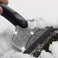 1pc Car Winter Snow Shovel With Rhinestone Decor, Stainless Steel Ice Scraper, Safety Emergency De-Icing Tool - A - View 2