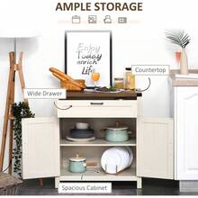Distressed White Farmhouse Sideboard Buffet Cabinet, 30"W X 15.25"D X 32.75"H Freestanding Engineered Wood Storage Cabinet With 2 Barn Doors, 1 Storage Drawer And 3-Level Adjustable Shelf, Black Metal Hardware Melamine Faced Accent Cabinet With Anti- - Distressed White - View 6