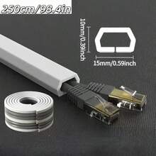 1 Roll 98.4-Inch Floor Cord Raceway, Anti-Trip Bare Wire, Concealed Soft Cable Channel, Decorative Wire Protector Strip, Suitable For Desktop, Wall, And Floor Installation - Surface-mounted Cable Trunking - View 4