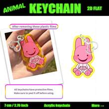 Animal Hospital Keychain, 2D Acrylic Keyring, Ratthew, Nurse Intern, Agent Cat, Purple Fox Nurse, Dr. Harlow, Security Cat, Deer Paramedic Bag/Car Key Chain Decoration, Suitable For Family, Friends, Fans - Partially Translucent - View 6