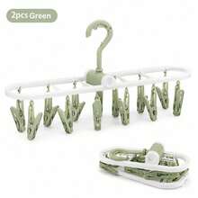 12-Clip Foldable Drying Rack, Suitable For Drying Baby Socks And Towels, Applicable For Nursery, Can Be Used For Storing Baby Supplies - Multicolor - View 12