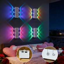 1pc Motion Sensor Night Light, Magnetic Wall Light, Detachable Wall-Mounted Lighting With Lens, Up And Down Lighting, USB Rechargeable LED Light, Wireless Stair Light, Indoor Wooden Wall Light For Wardrobe, Hallway, Stairs - Multicolor - View 10
