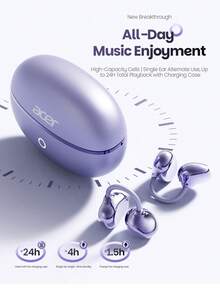Tai nghe không dây đeo tai Acer OHR654 thiết kế kẹp tai, đeo thoải mái, chip Bluetooth 6.0, âm thanh độ trung thực cao, điều khiển cảm ứng, hộp sạc di động, tương thích với hệ điều hành iOS/Android - Xem 6